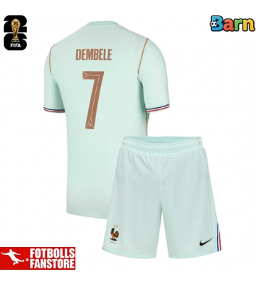 Frankrike Ousmane Dembele #7 Bortatröja Barn VM 2026 Kortärmad (+ Korta byxor)